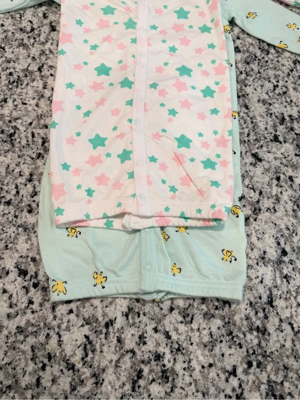 Lullaby Lane Infant Girl’s Sleepsack Set, Mint & Pink, Stars & Bees, 0-6mo, NWT